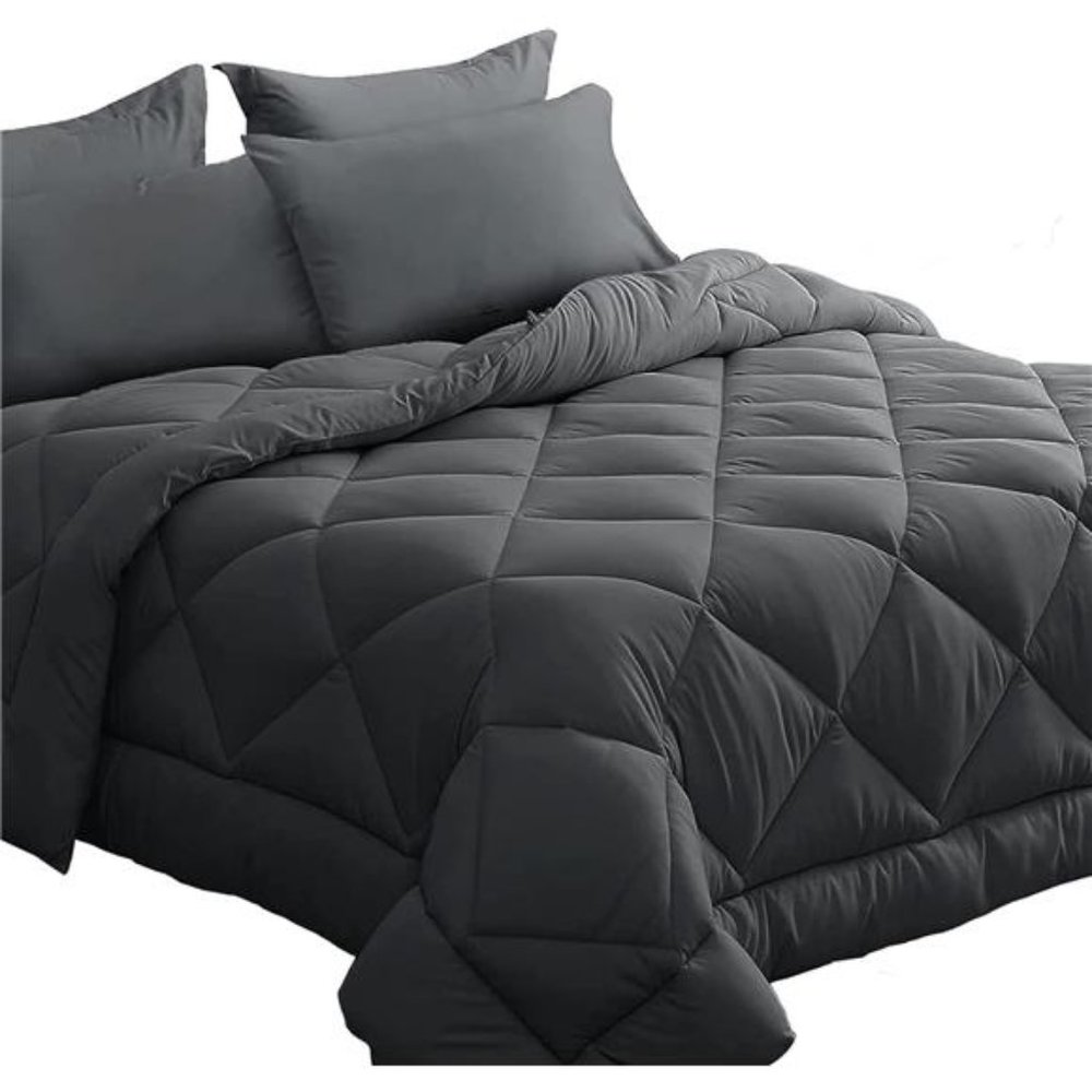 Queen Comforter Set 7 Pieces,All Season Reversible Bed in a Bag Queen,Ultra Soft